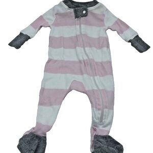 Burt's Bees Baby Footed Pajamas; Pink/White Stripes; Newborn